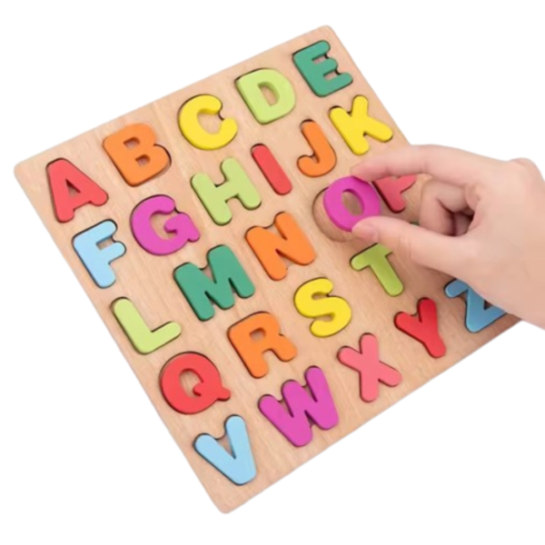 Colorful Wooden Puzzle Set Featuring 3D Capital Alphabets, | ABCD Puzzle Set | Wooden Learning Educational for Kids | Educational Toys for Toddlers & Preschoolers - Image 3