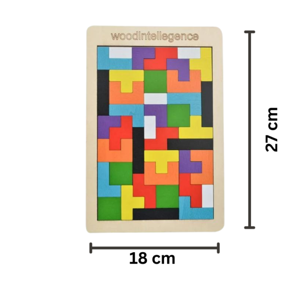 40 Pcs Wooden Puzzle Toy - Russian Blocks Puzzles for Kids Adults,Wooden Tetris Puzzle Brain Teasers Toy Tangram Jigsaw Intelligence Puzzle Educational Gift for Kids - Image 4