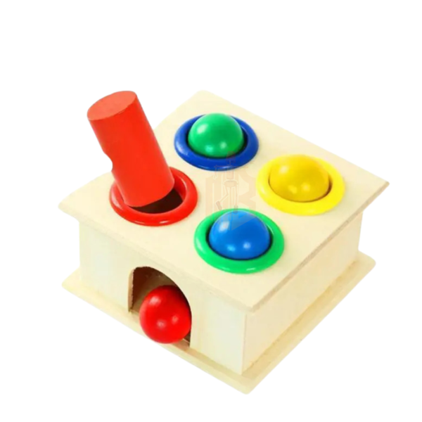 Wooden Hammer Ball Knock Pounding Bench with Box Case Fine Motor and Dexterity Skills Hand and Eye Co Ordination Skills with Colourful Balls Early Educational Toy Set for Kids 3 Years - Image 5