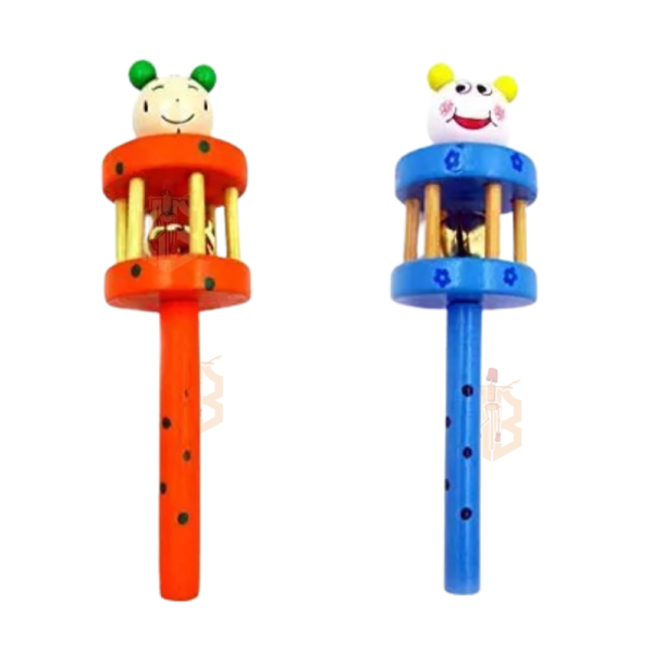 "Wooden Hand Bell Rattle Stick Toy – Colorful Musical Shaker for Babies & Kids, Montessori Sensory Development Toy" ( Pack of 1 Random Colour ) - Image 5