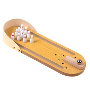 MARA BOMMAI Mini Desktop Bowling Game Set, Wooden Alley with 10 Pins and Metal Ball | Parent-Child Indoor Entertainment Game | Perfect for Kids Above 4 Year Old