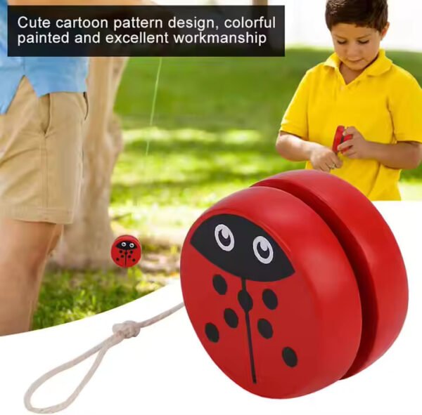 Mara Bommai Wooden Smooth Spin Animal Printed Yo-Yo Toy – Set of 2 ( Random Colour ) - Image 4