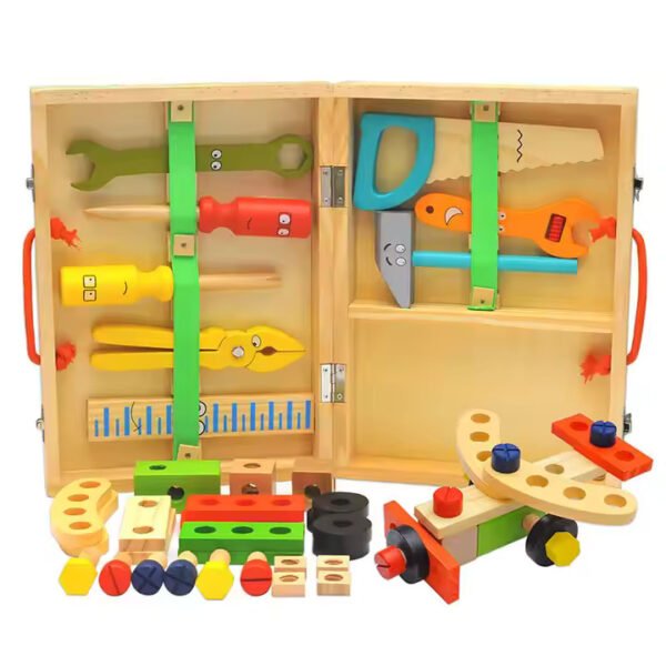Mara Bommai Wooden 36-Piece Premium Simulation Tool Box Kit | Pretend Play Tool Set for Kids Ages 3+ | Realistic Toy Tools with Carrying Case, Wrench & More | STEM Skills Development for Boys & Girls - Image 2