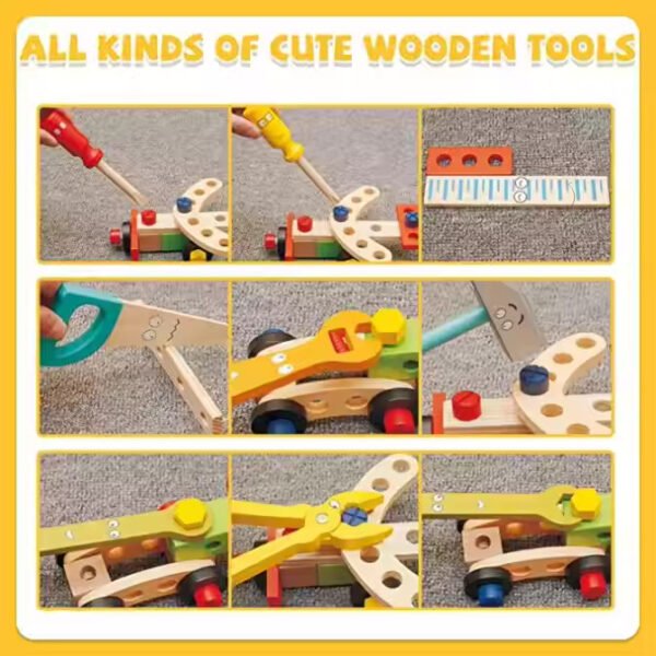 Mara Bommai Wooden 36-Piece Premium Simulation Tool Box Kit | Pretend Play Tool Set for Kids Ages 3+ | Realistic Toy Tools with Carrying Case, Wrench & More | STEM Skills Development for Boys & Girls - Image 3