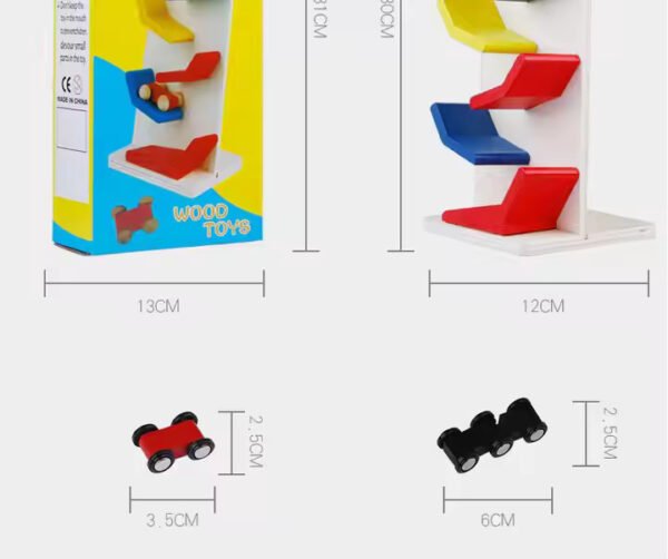 Mara Bommai Wooden Car Ramp Track Set, Wooden Slippery Cars (Sliding Car) Gravity Track Set for Toddlers | Indoor Game Set for Boys and Girls | Educational Motor Skills Toy for Kids Aged 3+ - Image 5