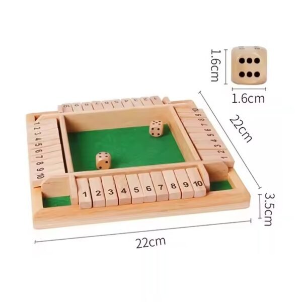 Marabommai Shut The Box Dice Game for Kids & Adults - Durable 4-Sided Wooden Board, 2 Dice + Reusable Scorecard for Endless Fun & Exciting Learning! - Image 3