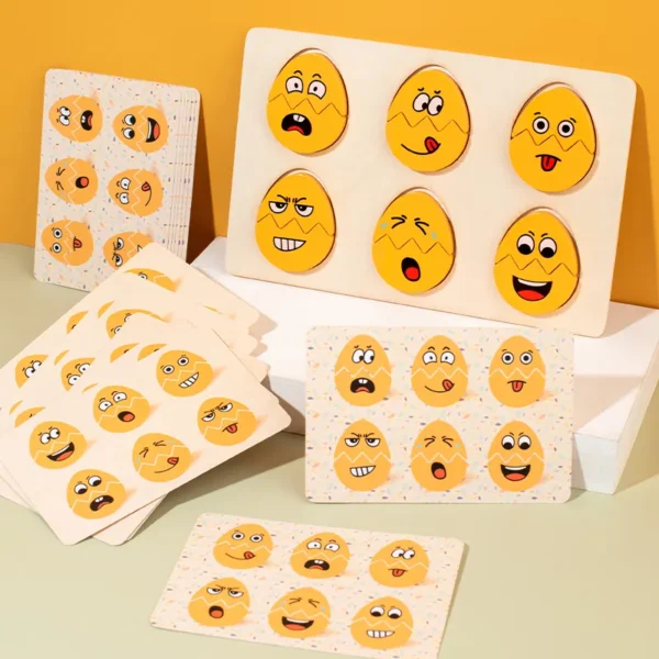 Mara Bommai Wooden Emoji Egg Matching Game – Double-Sided with 15 Cards (30 Themes) | Educational Puzzle Toy for Kids | Fun Learning for Cognitive & Emotional Development | Gift for Boys and Girls - Image 5
