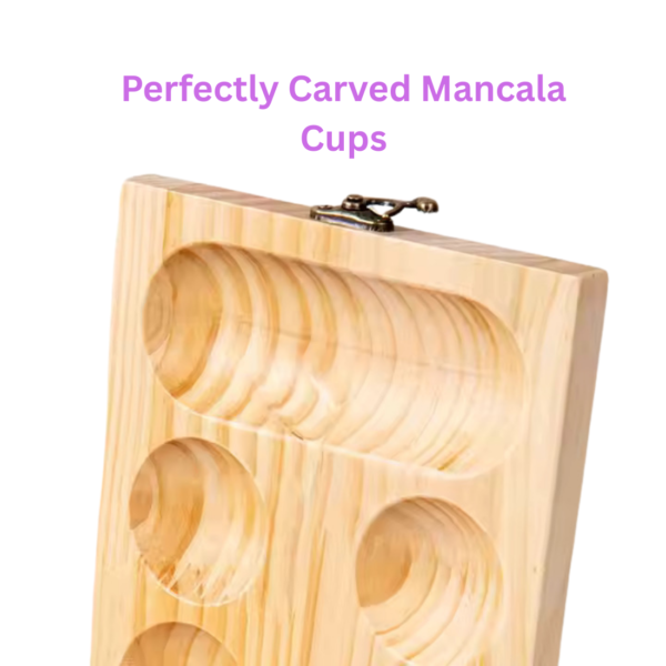 Mara Bommai Wooden Pallanghuzi/Vamana Guntalu/Mancala Gemstone Board Game - Folding Wooden Handicrafts Set for Kids & Adults with with 50 Natural Stone - 6 Pit - Image 3