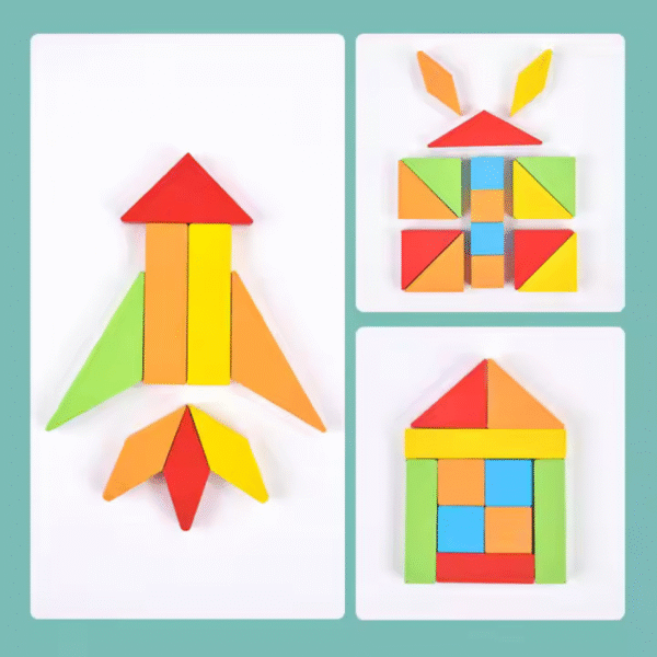 Mara Bommai Wooden Shapes Puzzle Learning Toy, Montessori Game Educational Toys for Kids, Intelligence Brain Teaser Puzzle Board with 10 Designer Shapes, Multicolour, 3+ Years (Pack of 1) - Image 5