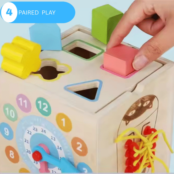 Mara Bommai® 8-in-1 Wooden Montessori Activity Cube Toy for Toddlers – Fishing, Carrot Harvest, Shape Sorter, Worm Catching, Bead Maze – Educational Learning Toy for Kids Age 2+ - Image 6