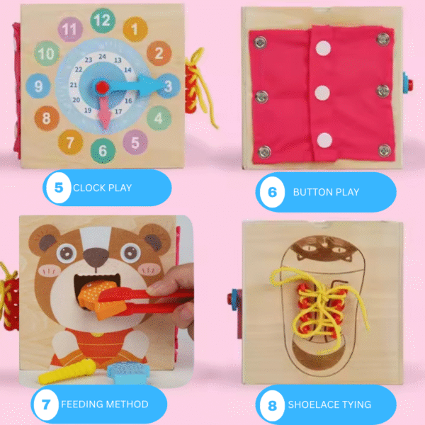 Mara Bommai® 8-in-1 Wooden Montessori Activity Cube Toy for Toddlers – Fishing, Carrot Harvest, Shape Sorter, Worm Catching, Bead Maze – Educational Learning Toy for Kids Age 2+ - Image 7