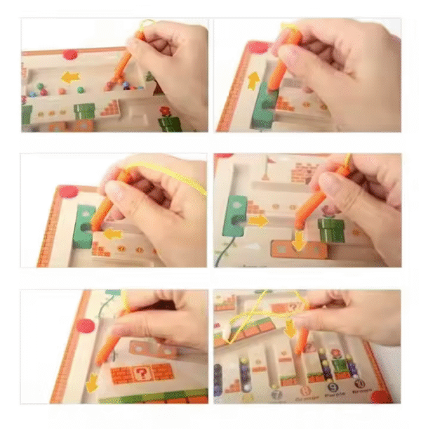 Mara Bommai Wooden Magnetic Maze Board for Kids 3+ | Super Mario Color & Number Matching Puzzle | Fine Motor Skill Educational Toy for Boys & Girls - Image 4