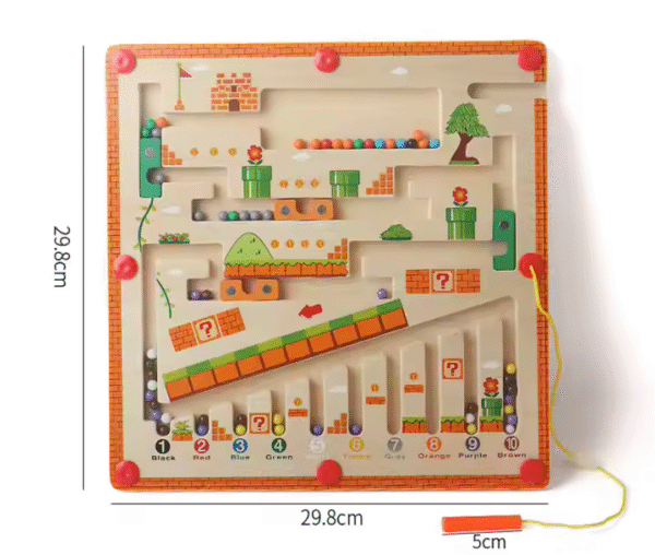 Mara Bommai Wooden Magnetic Maze Board for Kids 3+ | Super Mario Color & Number Matching Puzzle | Fine Motor Skill Educational Toy for Boys & Girls - Image 3