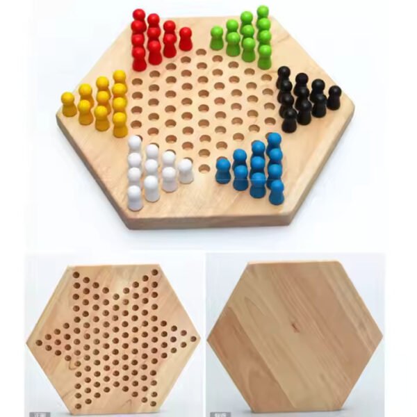 MARA BOMMAI - Wooden Chinese Checkers Hexagon with Wooden Marbles Board Games Superb Family Game Perfect Adults and Kids Gift Fun Toys 3+ Years (Small Chinese Checkers) - Image 6