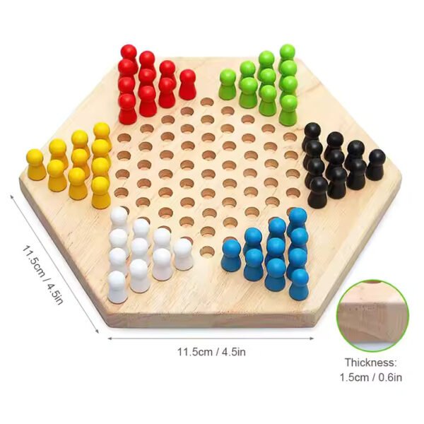 MARA BOMMAI - Wooden Chinese Checkers Hexagon with Wooden Marbles Board Games Superb Family Game Perfect Adults and Kids Gift Fun Toys 3+ Years (Small Chinese Checkers) - Image 7