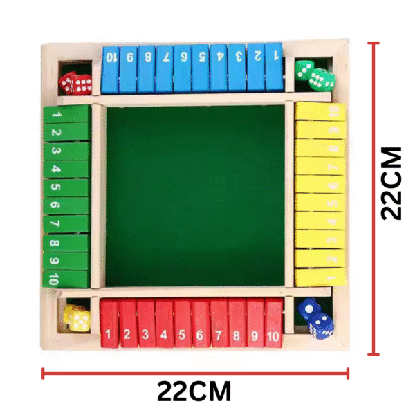 MARA BOMMAI Wooden Shut The Box Dice Game | 4 Player Board Game | Educational Math Learning Toy | Table Top Game for The Party Family | Traditional Number Game | for Kids & Adults (Colour) - Image 2