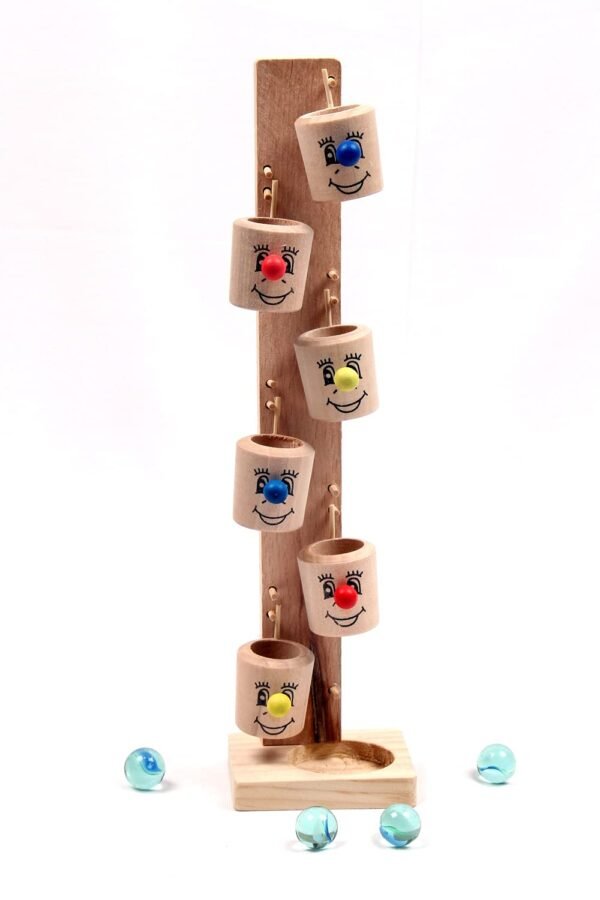 Mara Bommai Wooden Marble Drop Game for Kids - Fun Educational Toy with Colorful Faces | Hand-Eye Coordination & Fine Motor Skills Development