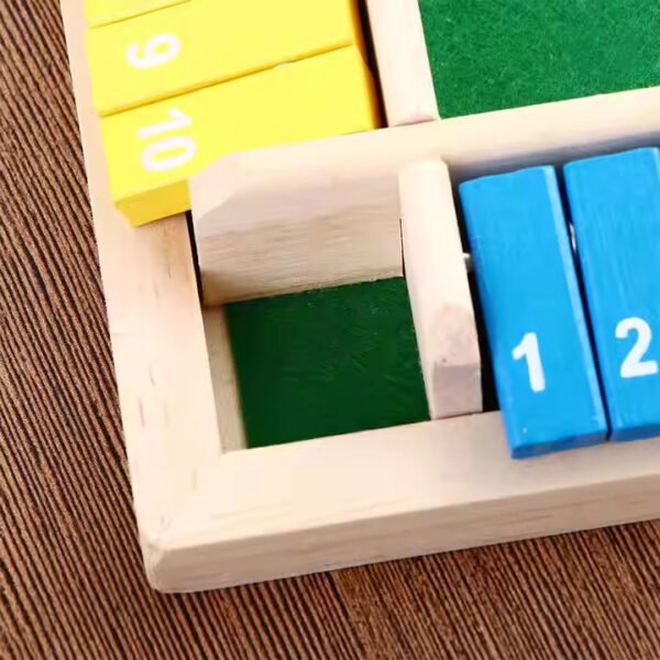 MARA BOMMAI Wooden Shut The Box Dice Game | 4 Player Board Game | Educational Math Learning Toy | Table Top Game for The Party Family | Traditional Number Game | for Kids & Adults (Colour) - Image 4