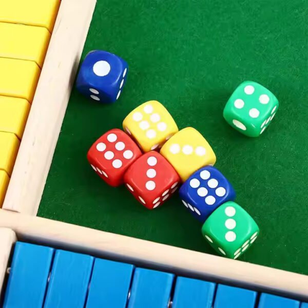 MARA BOMMAI Wooden Shut The Box Dice Game | 4 Player Board Game | Educational Math Learning Toy | Table Top Game for The Party Family | Traditional Number Game | for Kids & Adults (Colour) - Image 5