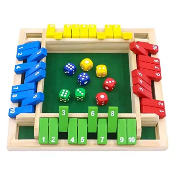 MARA BOMMAI Wooden Shut The Box Dice Game | 4 Player Board Game | Educational Math Learning Toy | Table Top Game for The Party Family | Traditional Number Game | for Kids & Adults (Colour) - Image 6