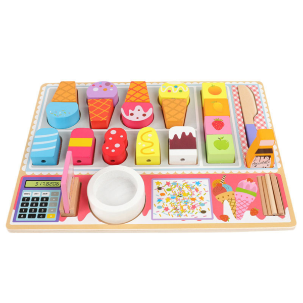MARA BOMMAI® - Wooden Ice Cream Shop Play Set for Kids Ages 3-6 | Pretend Play & Montessori Educational Toy | Imaginative Role Play with Scoops, Cones & Toppings | Fun Learning & Creativity Boost