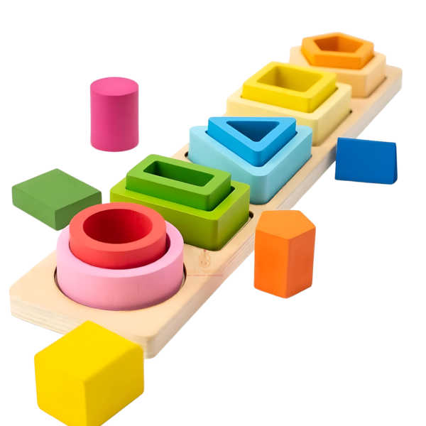 MARA BOMMAI® - Wooden Montessori Toys for Toddlers 1 2 3 Years – 5-in-1 Shape Sorter, Stacking Rings & Wooden Blocks | Educational Stacking Toys for Boys & Girls, Preschool Learning Gifts