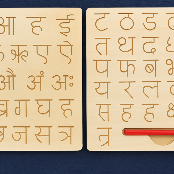 Mara Bommai Hindi Alphabet Wooden Tracing Board - 2-in-1 Double-Sided Learning Slate