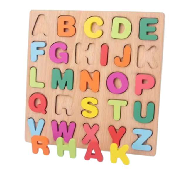Colorful Wooden Puzzle Set Featuring 3D Capital Alphabets, | ABCD Puzzle Set | Wooden Learning Educational for Kids | Educational Toys for Toddlers & Preschoolers