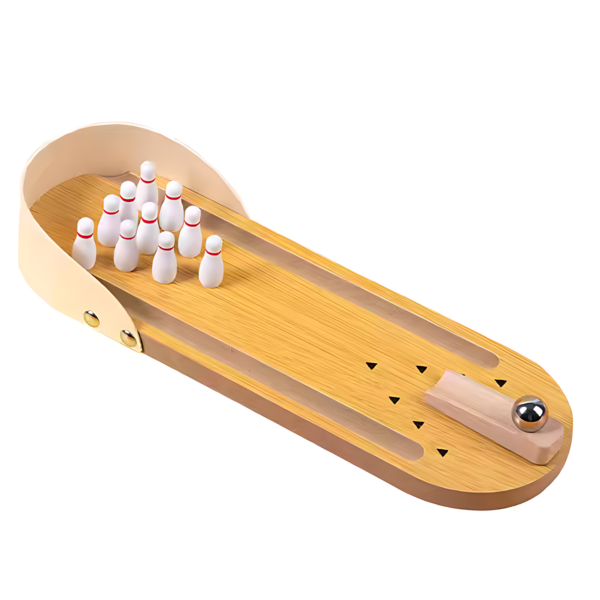 MARA BOMMAI Mini Desktop Bowling Game Set, Wooden Alley with 10 Pins and Metal Ball | Parent-Child Indoor Entertainment Game | Perfect for Kids Above 4 Year Old