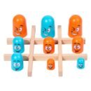 Mara Bommai - Wooden Tic Tac Toe Game with Funny Face Pieces – Montessori Educational Board Game for Kids, Family & Party Fun