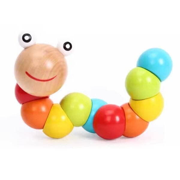 Wooden Flexible Caterpillar Toy – Montessori Educational Sensory Toy for Toddlers & Kids – Colorful Hand-Eye Coordination Development Toy