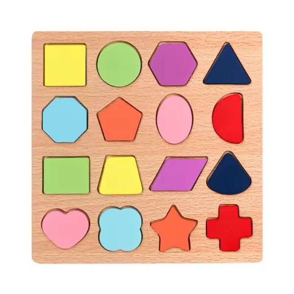 Colorful Wooden Puzzle Set Featuring 3D Shape | Shape Puzzle Set | Wooden Learning Educational for Kids | Educational Toys for Toddlers & Preschoolers
