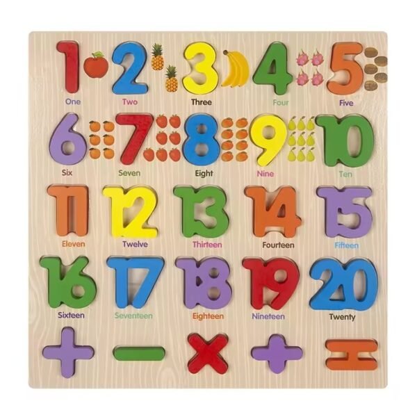 3D Wooden Numbers Puzzles with Pictures for Children, Montessori Educational Learning Letters Puzzle Board Toy | Numbers Puzzle Set | Montessori Gifts
