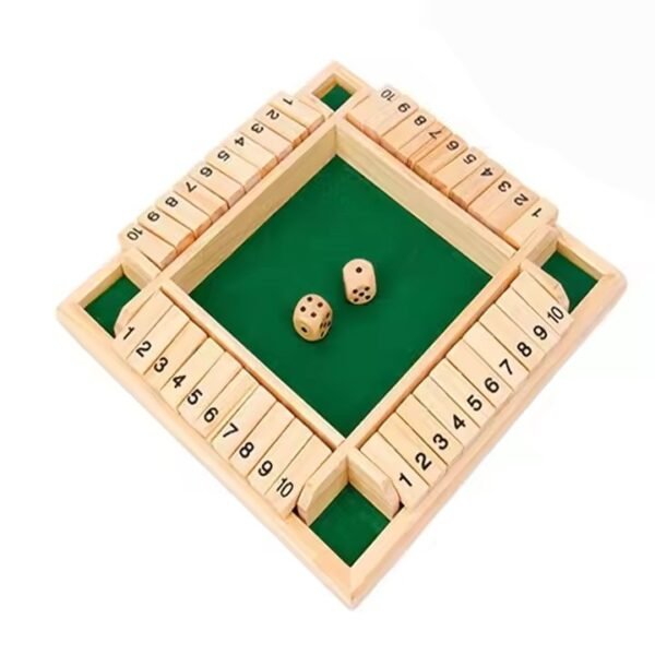 Marabommai Shut The Box Dice Game for Kids & Adults - Durable 4-Sided Wooden Board, 2 Dice + Reusable Scorecard for Endless Fun & Exciting Learning!