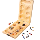 Mara Bommai Wooden Pallanghuzi/Vamana Guntalu/Mancala Gemstone Board Game - Folding Wooden Handicrafts Set for Kids & Adults with with 50 Natural Stone - 6 Pit