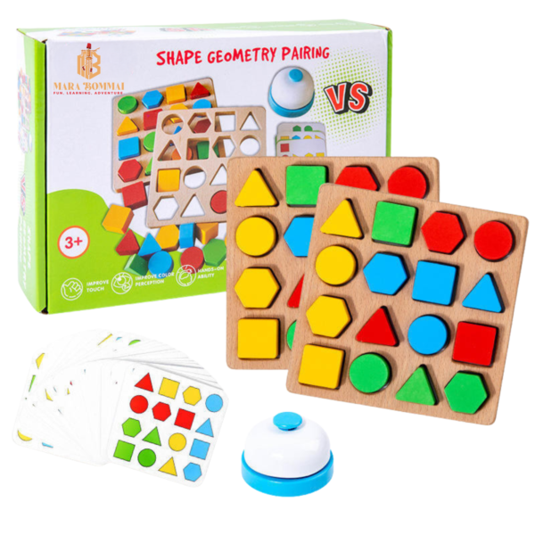 Wooden Shape Sorting Puzzle for Kids 3+ – Montessori Educational Toy with Color & Geometry Matching