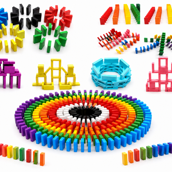 Wooden Multicolor Dominoes Set (120 Pieces) – Creative Chain Reaction Building Blocks for Kids