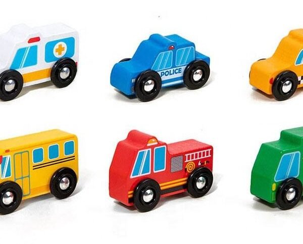 Wooden Mini Vehicle Toy Set for Kids (Pack Of 6)