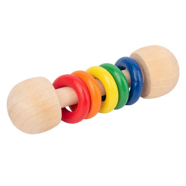 Wooden Dumbbell Rattle Toy for Babies(Pack of 1-Random color)