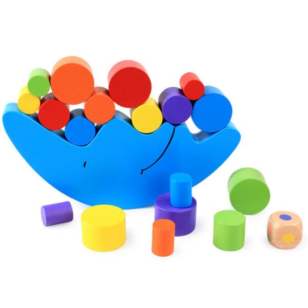 Wooden Moon Balancing Toy for Kids – Colorful Stacking & Shape Sorting Educational Game