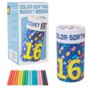 Wooden Color Sorting Bucket Toy for Kids with Sticks (16 Pieces)