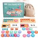 Wooden Ten Frame Maths Learning Set for Kids