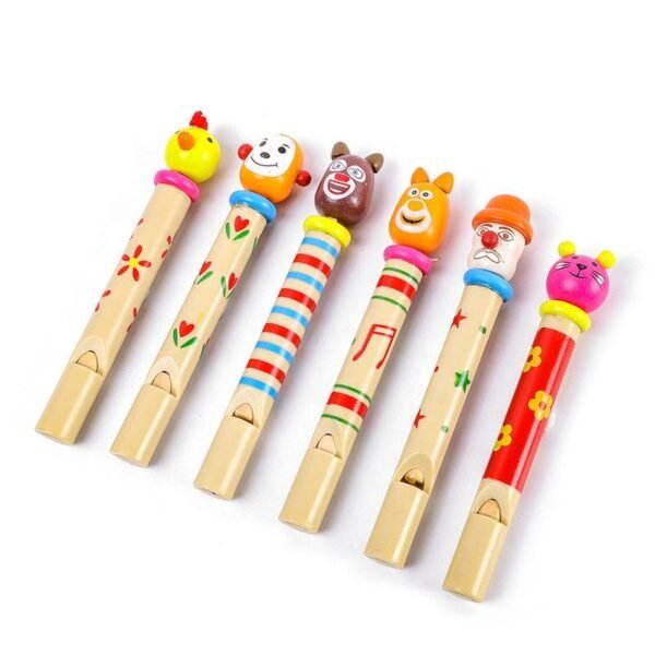 Wooden Cartoon Whistle Toy for Kids ( Pack of 2- Random )