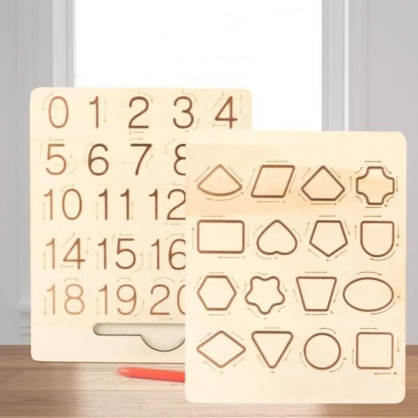 Wooden Number & Shape Tracing Board for Kids ( Pack of-1 Double Side)