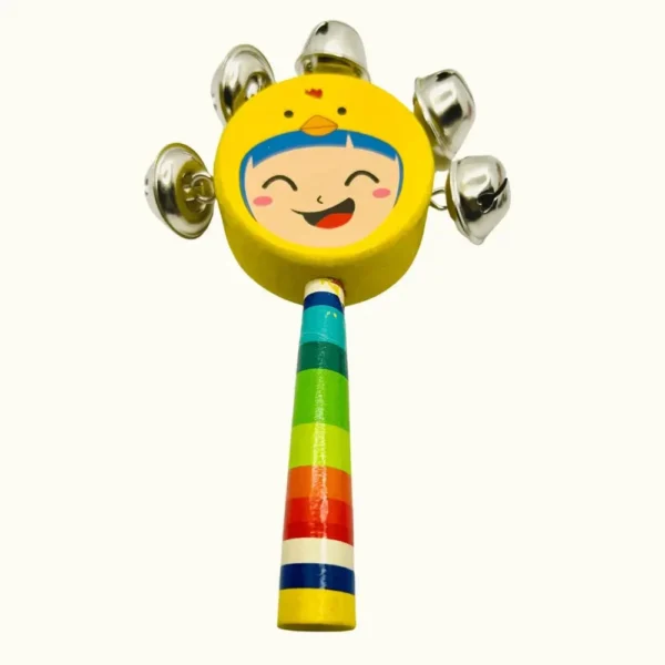 Wooden Smiley Face Rattle ( Pack Of 1-Random Color)