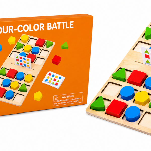 Wooden Shape Four Color Battle -Educational Puzzle Board for Kids & Toddlers