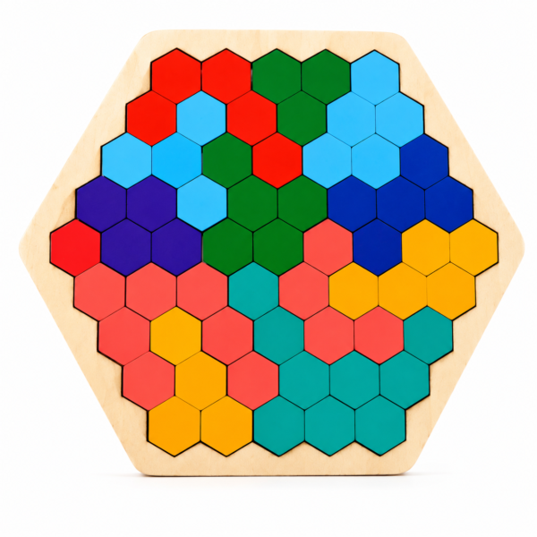 Wooden Hexagon Pattern Puzzle Board for Kids | Wooden Brain Teaser Educational Toy