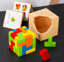 Wooden 3D Colorful  Block Puzzle Set – Educational IQ Brain Game for Kids & Adults