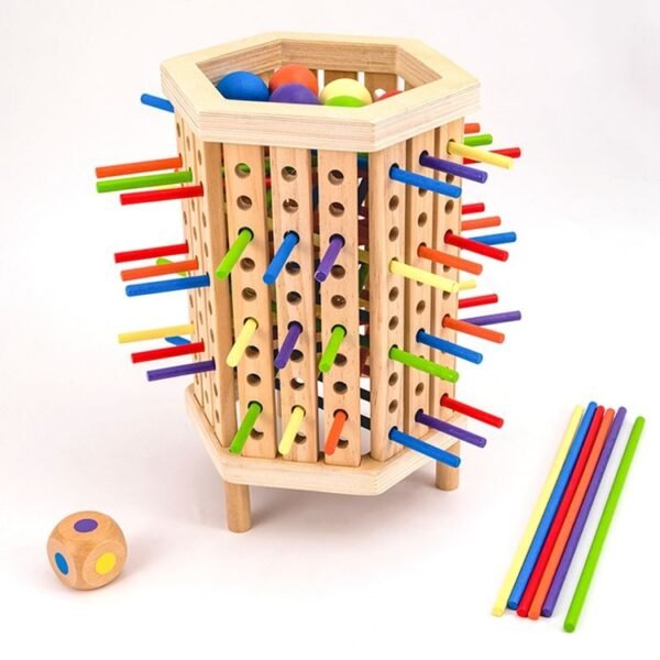 Montessori Wooden Hex Tumble Tower Game for Kids | Stick Pulling Balance & Strategy Family Game
