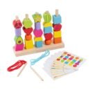 Wooden Montessori Shape Stacking and Lacing Puzzle Toy for Kids, Shape Sorting Pattern Matching Game with Activity Cards, Educational Fine Motor Skills Learning Toy, Preschool Montessori Toy for Boys And Girls